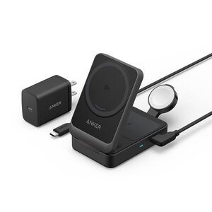 Anker - 3-in-1  Qi2 MagGo Portable Charger Black